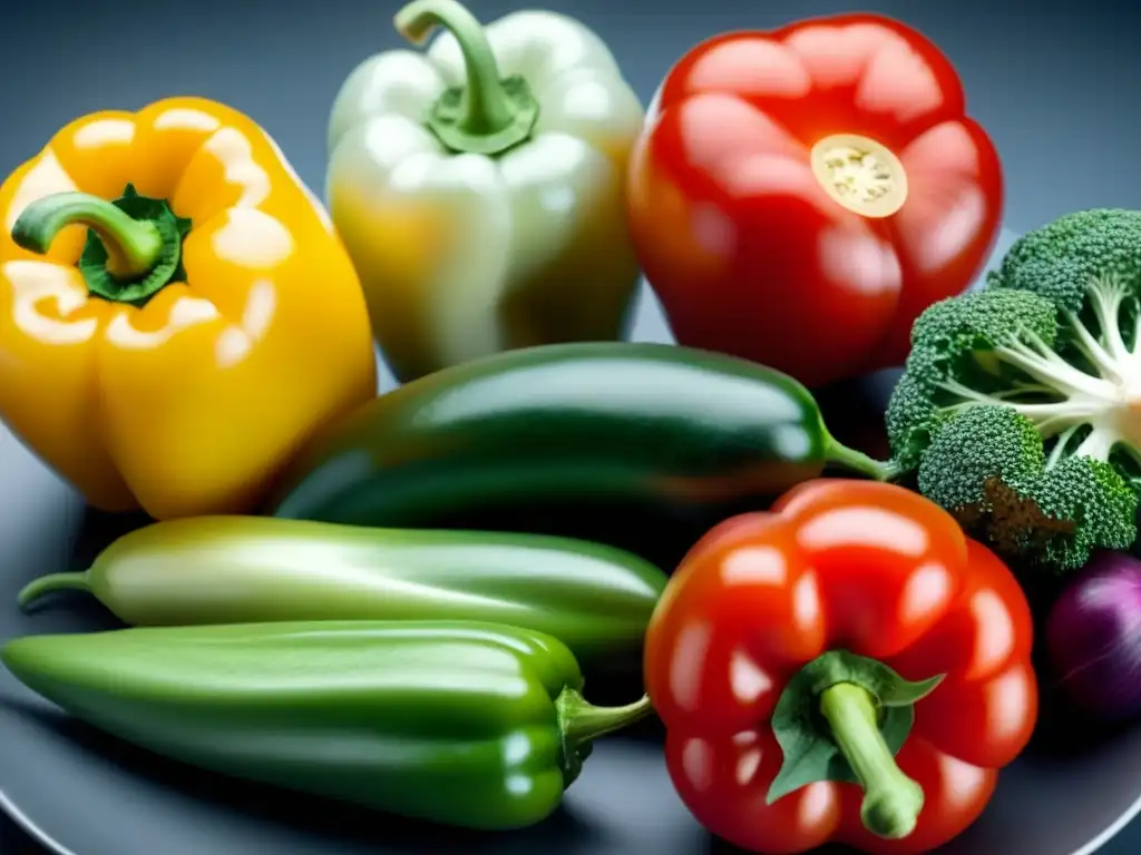 Exquisita variedad de verduras frescas y vibrantes en un escenario minimalista