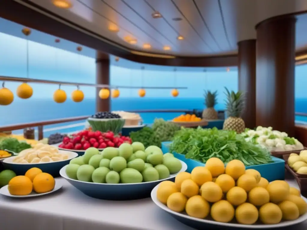 Exquisito buffet en crucero: opciones saludables y coloridas