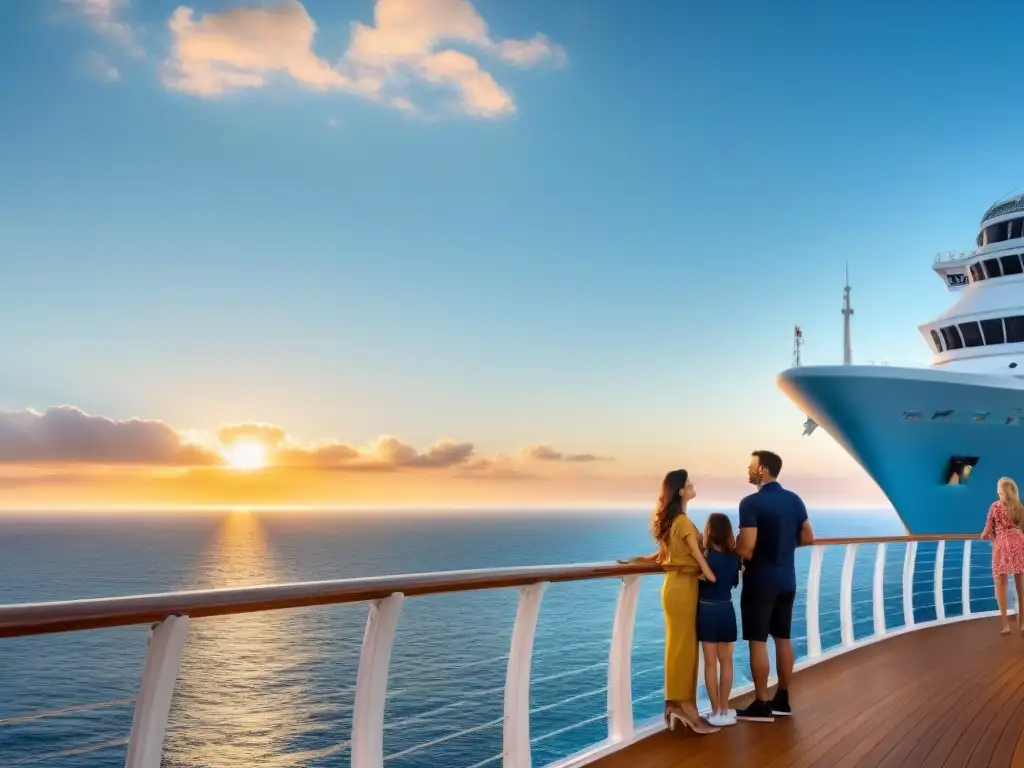 Una familia de cuatro en un crucero, disfrutando del mar y avistando delfines