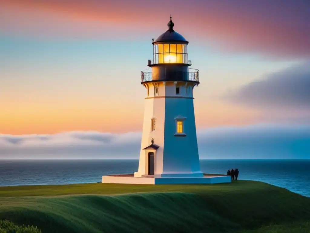 Un faro histórico destaca en un vibrante atardecer marino, resaltando su patrimonio marítimo impacto económico