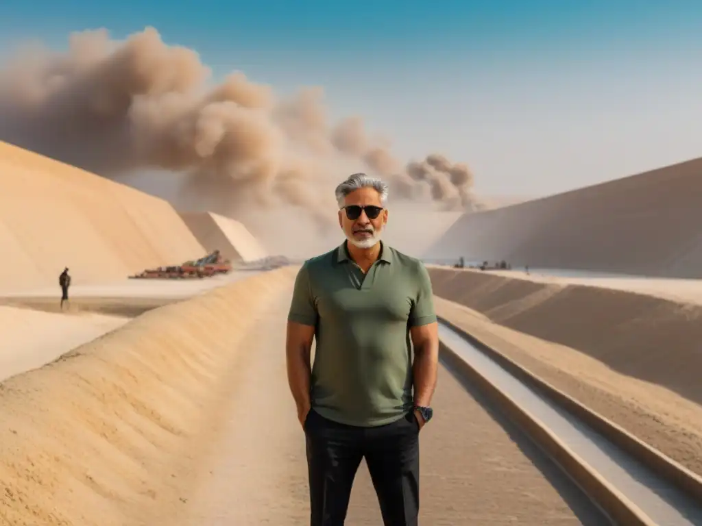 Ferdinand de Lesseps frente al Canal de Suez en construcción, reflejando su espíritu visionario y la historia de la construcción