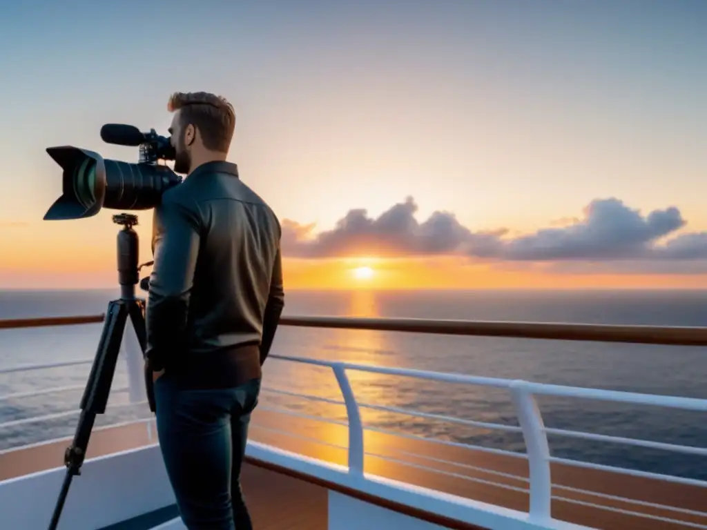 Un fotógrafo profesional captura la belleza del atardecer en un crucero