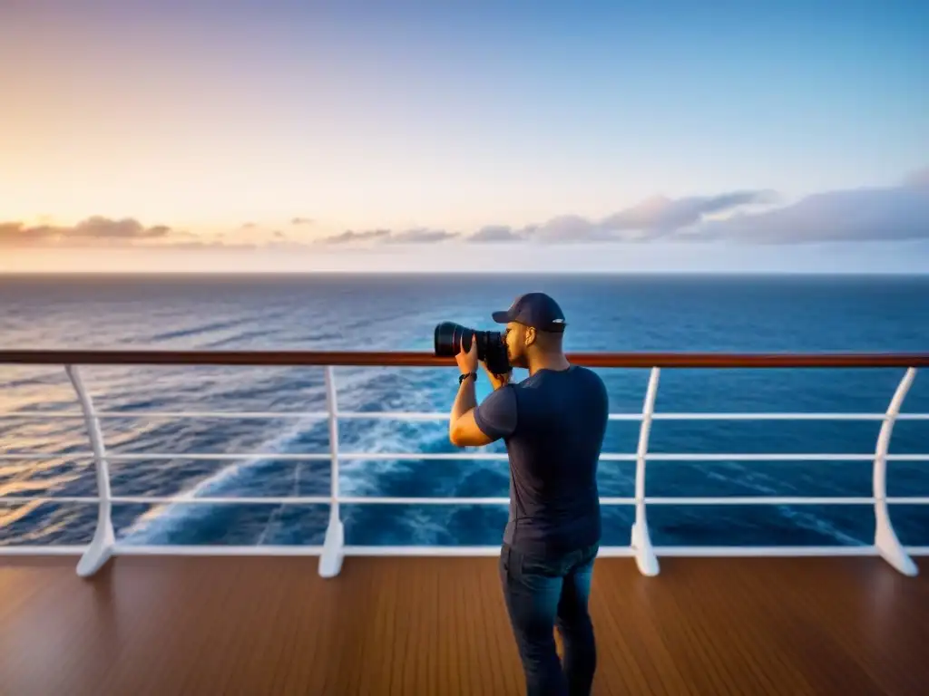 Retrato familiar al atardecer: fotógrafo profesional en crucero Un fotógrafo profesional capturando momentos familiares en un crucero al atardecer