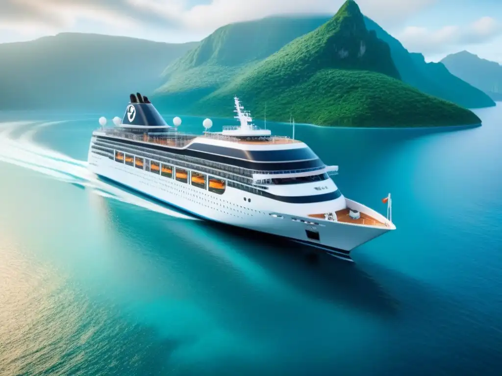 Un futuro ecoamigable: crucero con energías renovables y tecnología blockchain navegando en aguas cristalinas