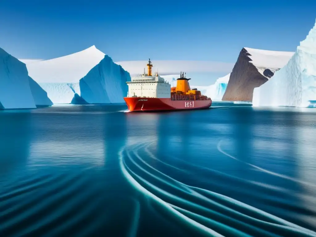 Un gigante de hielo corta las aguas árticas, rodeado de glaciares y montañas nevadas