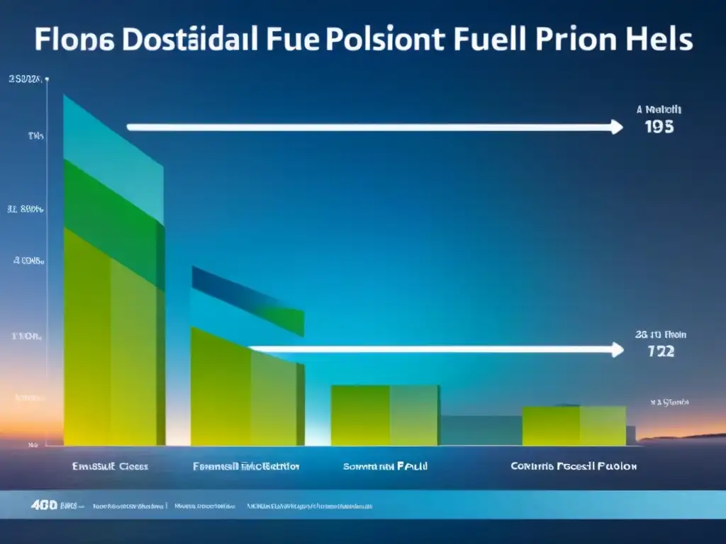 Gráficos comparativos entre propulsión por células de combustible y combustibles fósiles, con diseño moderno en azul y verde