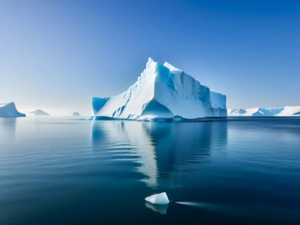 Impacto del cambio climático en rutas de crucero: iceberg derritiéndose con barco al fondo