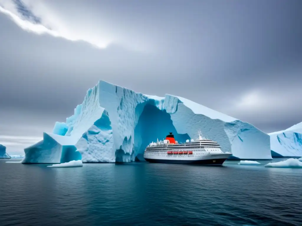 Impacto del cambio climático en el turismo marítimo: un crucero navega entre icebergs derretidos en el Ártico