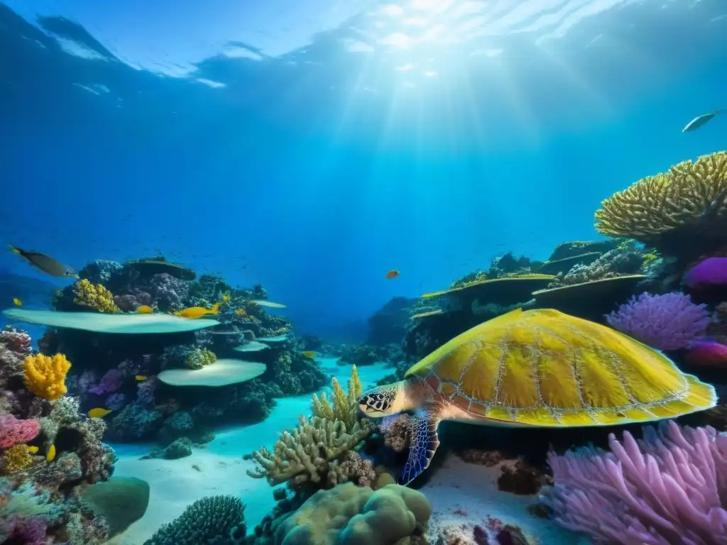 Impacto cruceros ecosistemas marinos: Espectacular arrecife de coral lleno de vida marina colorida y diversa