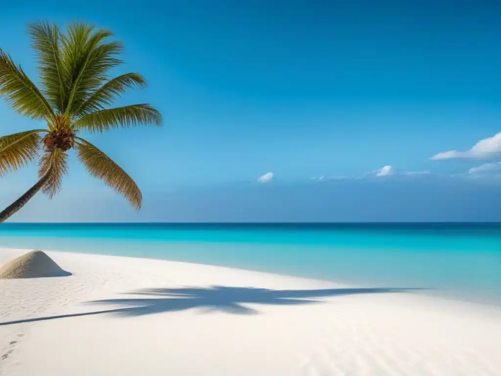 Impacto social del turismo marítimo: Playa prístina con aguas turquesas y palmeras al viento bajo cielo azul