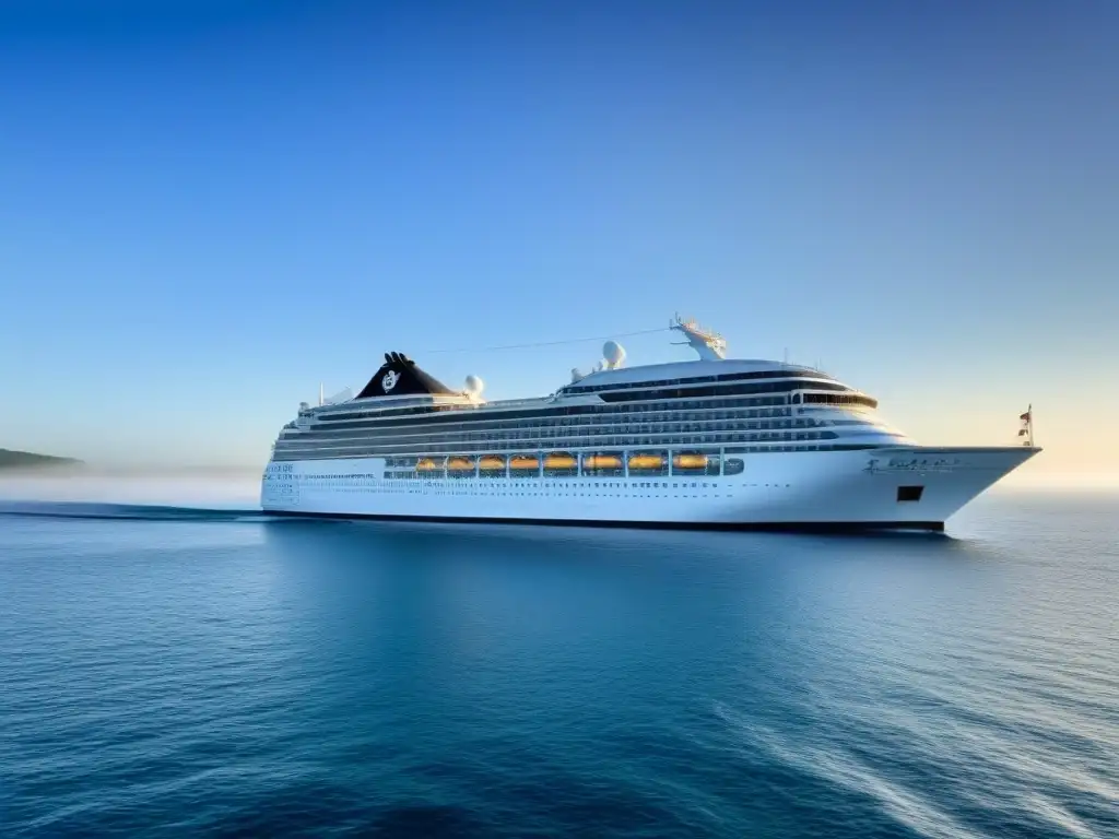 Imponente crucero de lujo navegando en aguas tranquilas bajo cielo azul