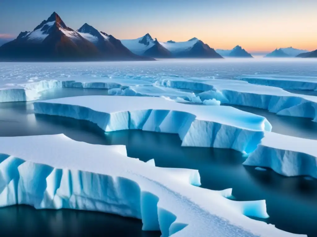 Imponente glaciar en paisaje polar, reflejando la belleza natural