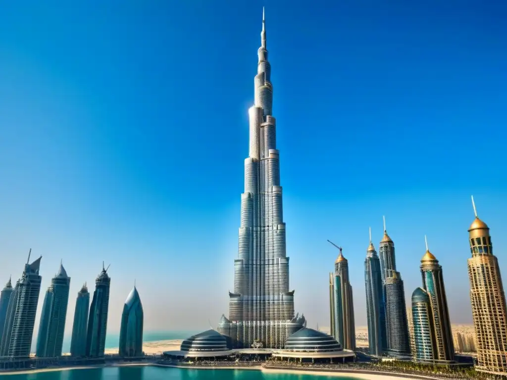 Imponente Burj Khalifa en Dubai, símbolo de lujo y modernidad