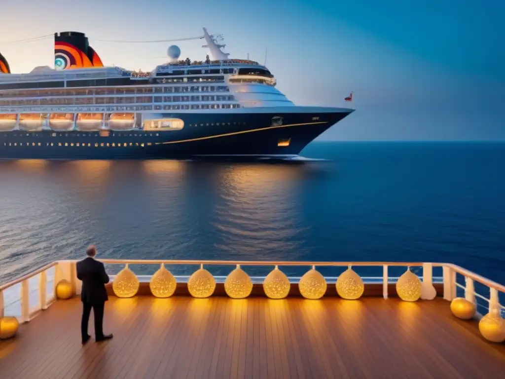 Importancia de cruceros en eventos históricos: escena majestuosa en un barco con figuras históricas discutiendo bajo el cielo estrellado