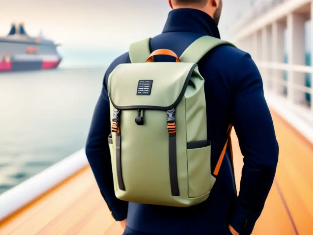 La importancia del equipamiento impermeable en un crucero: una mochila de alta gama en un entorno elegante y funcional