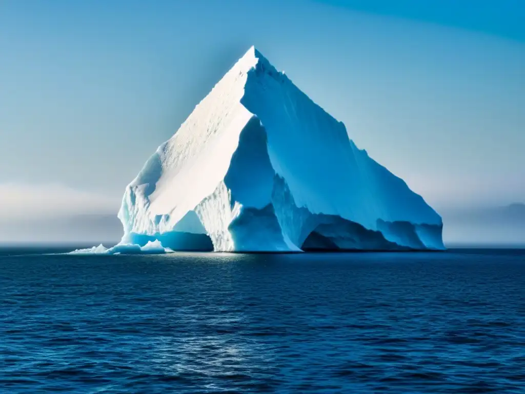 Impresionante iceberg flotando en el océano, reflejando el impacto del cambio climático en turismo marítimo