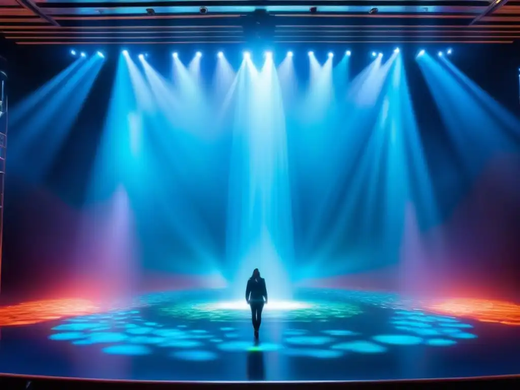 Increíble tecnología de efectos especiales en shows de cruceros: holograma de escena tropical submarina en un escenario futurista