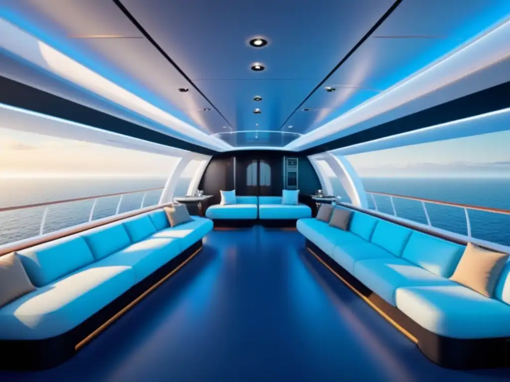 Propulsión innovadora en cruceros eficientes: sistema futurista y elegante con líneas limpias y tecnología avanzada en tonos azules y metálicos