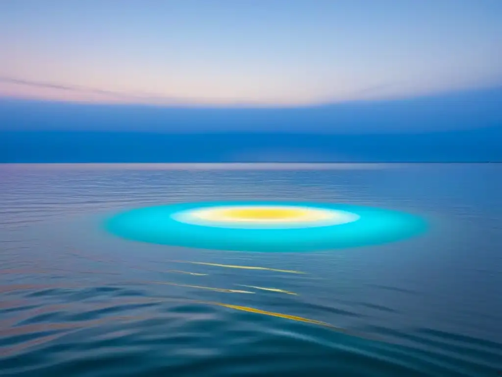 Una instalación de arte interactivo flotando en aguas marítimas, en armonía con la naturaleza