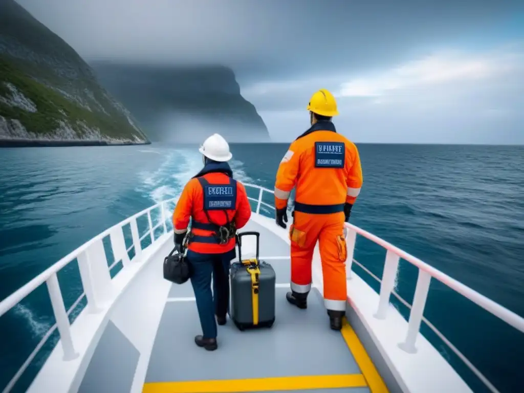Evacuación segura en crucero: protocolos y calma Instrucciones de evacuación en crucero, pasajeros siguiendo protocolos con calma y orden