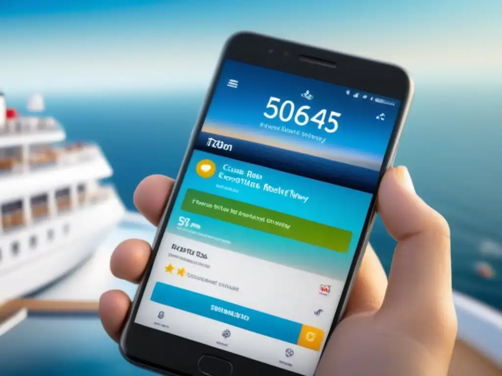 Interfaz de app de reseñas de cruceros marítimos: diseño moderno y fácil de usar