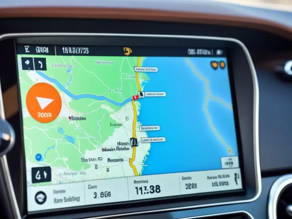 Interfaz de navegación marítima con evolución tecnológica en un mapa futurista de alta resolución