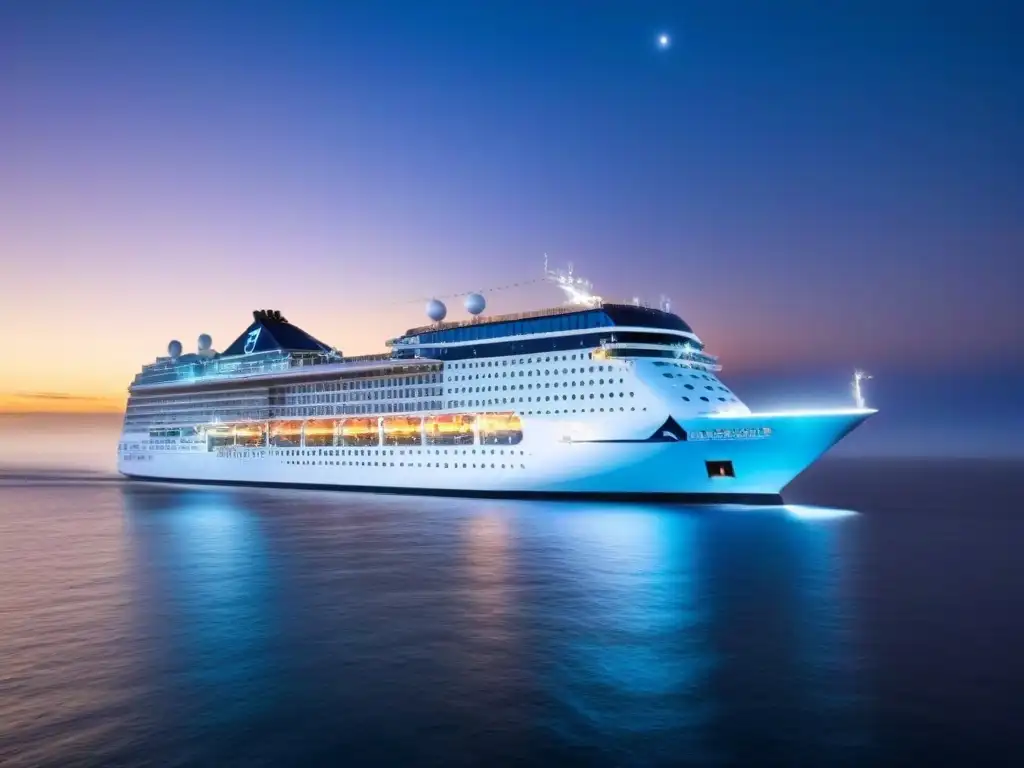 Transformación Norwegian Cruise Line turismo marítimo: Un elegante crucero en aguas tranquilas bajo un cielo estrellado