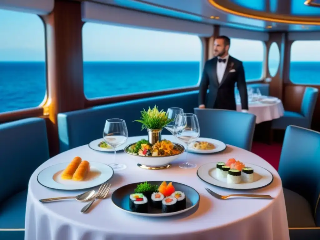 Una lujosa cena temática en crucero de gastronomía internacional, con exquisiteces y elegancia en cada detalle