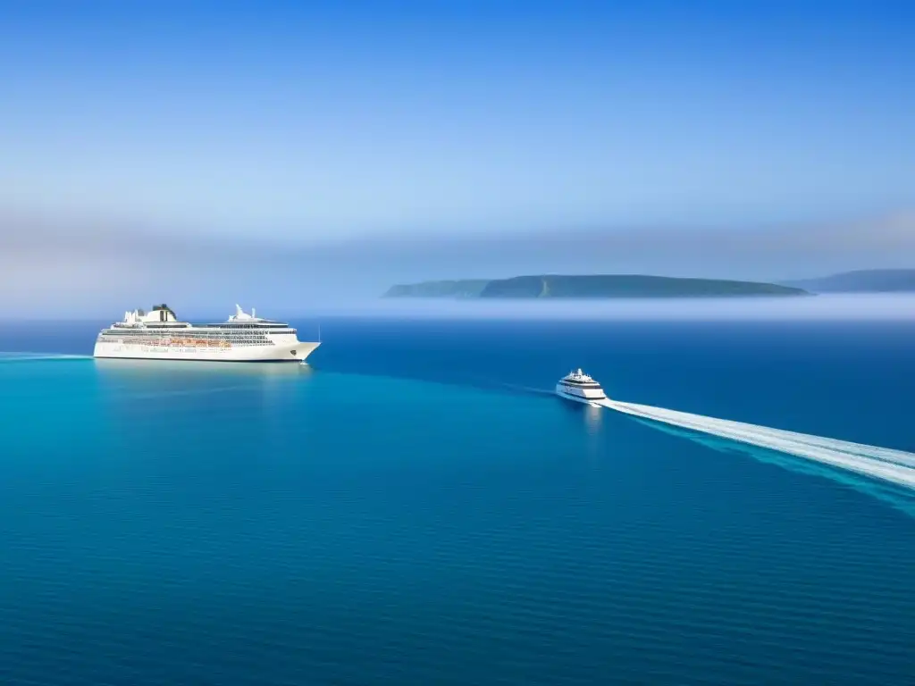 Un lujoso crucero navegando en aguas turquesas, ilustrando la belleza y elegancia de Invertir en turismo marítimo