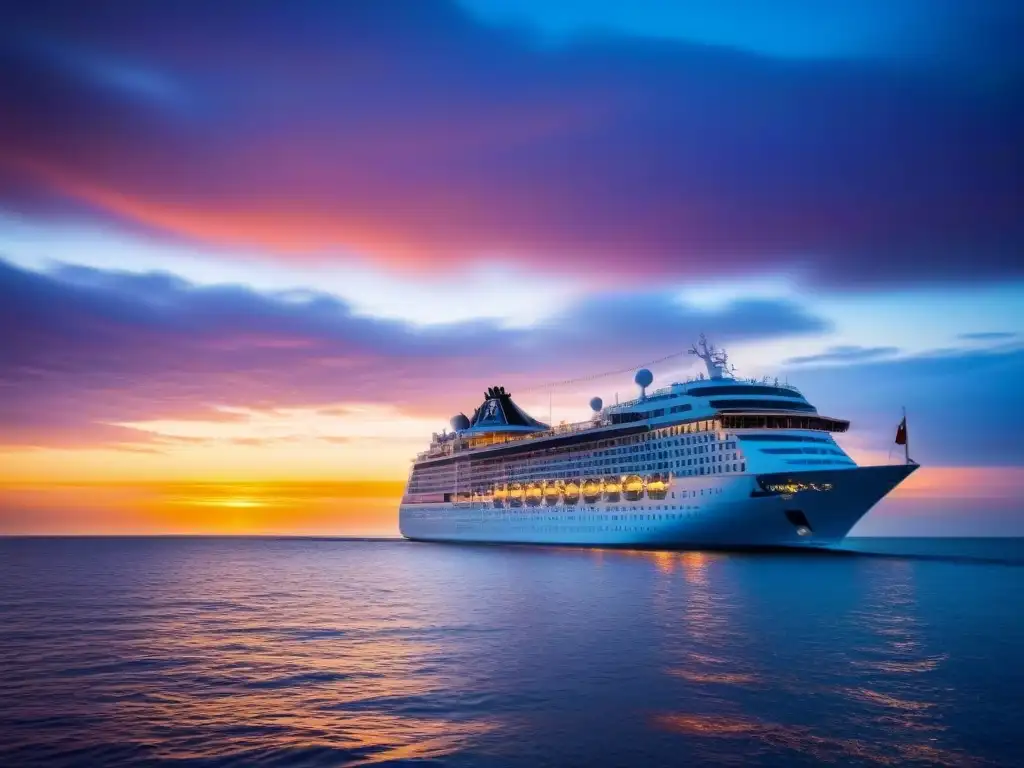 Un lujoso crucero navegando al atardecer en nuevos mercados cruceros turismo marítimo