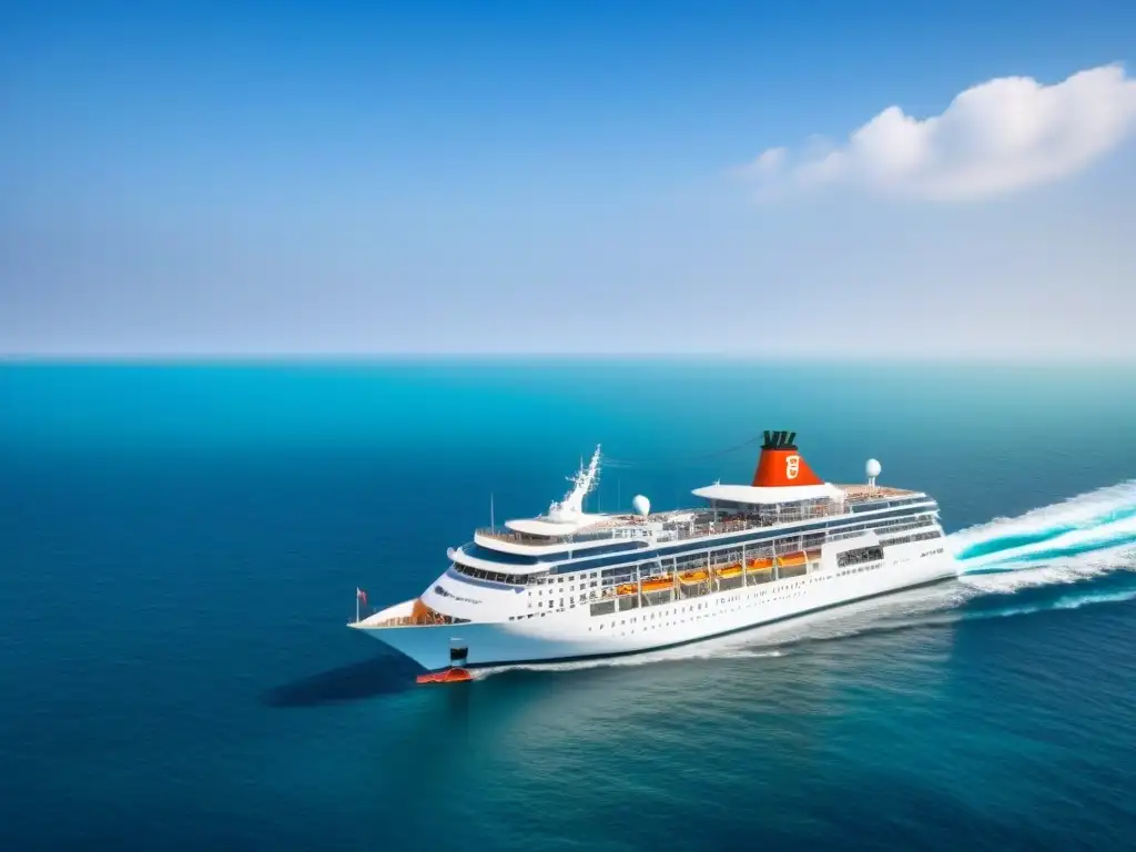 Un lujoso crucero de vela navegando en aguas turquesa, con velas blancas ondeando al viento bajo un cielo azul despejado