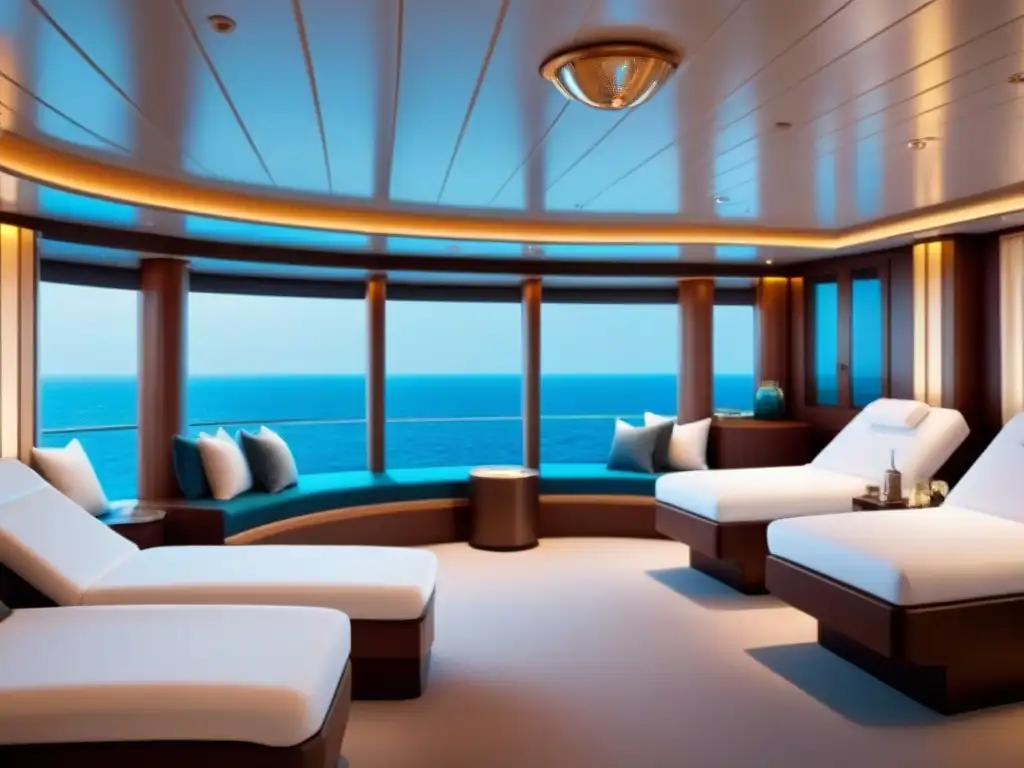 Un lujoso spa de crucero en el mar, con decoración elegante y ambiente sereno