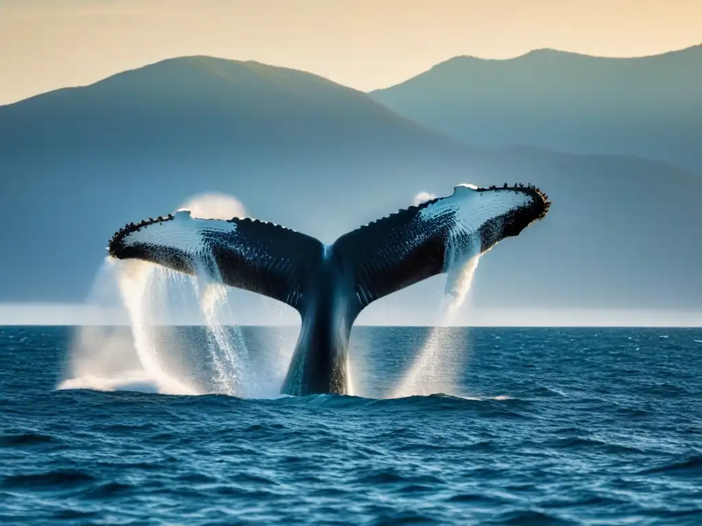 Majestuosa ballena jorobada salta en vasto océano cristalino