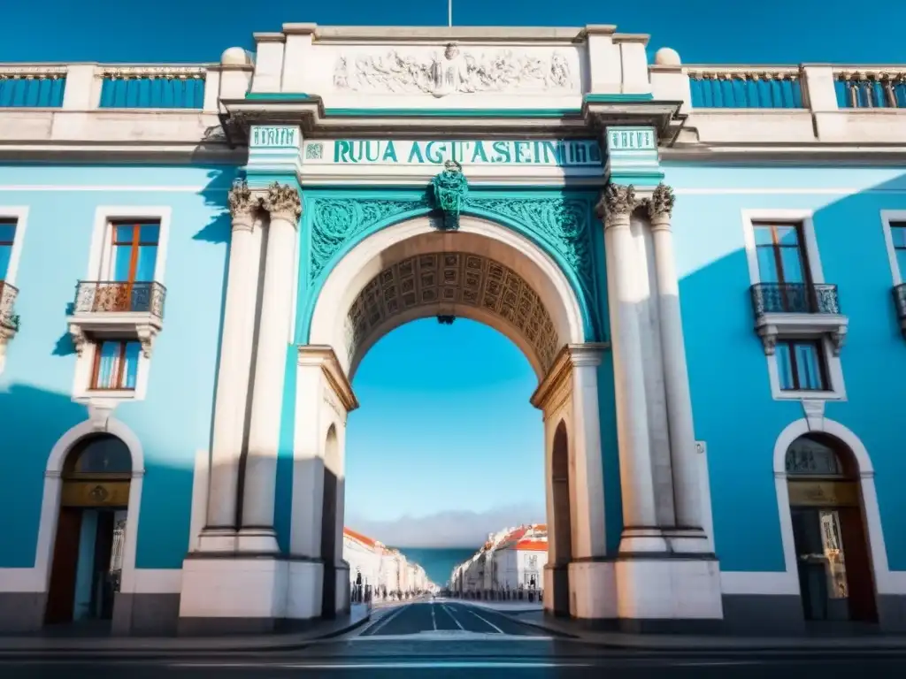 Majestuoso Arco de Rua Augusta en Lisboa, fusionando tradición y modernidad en distrito de compras de lujo Lisboa