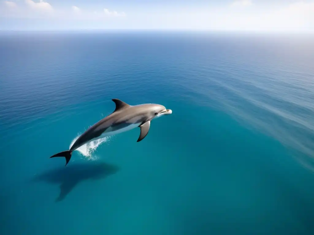 Crucero elegante con delfines: armonía marina Un majestuoso crucero en armonía con delfines en el océano, destacando colaboraciones cruceros conservación océano