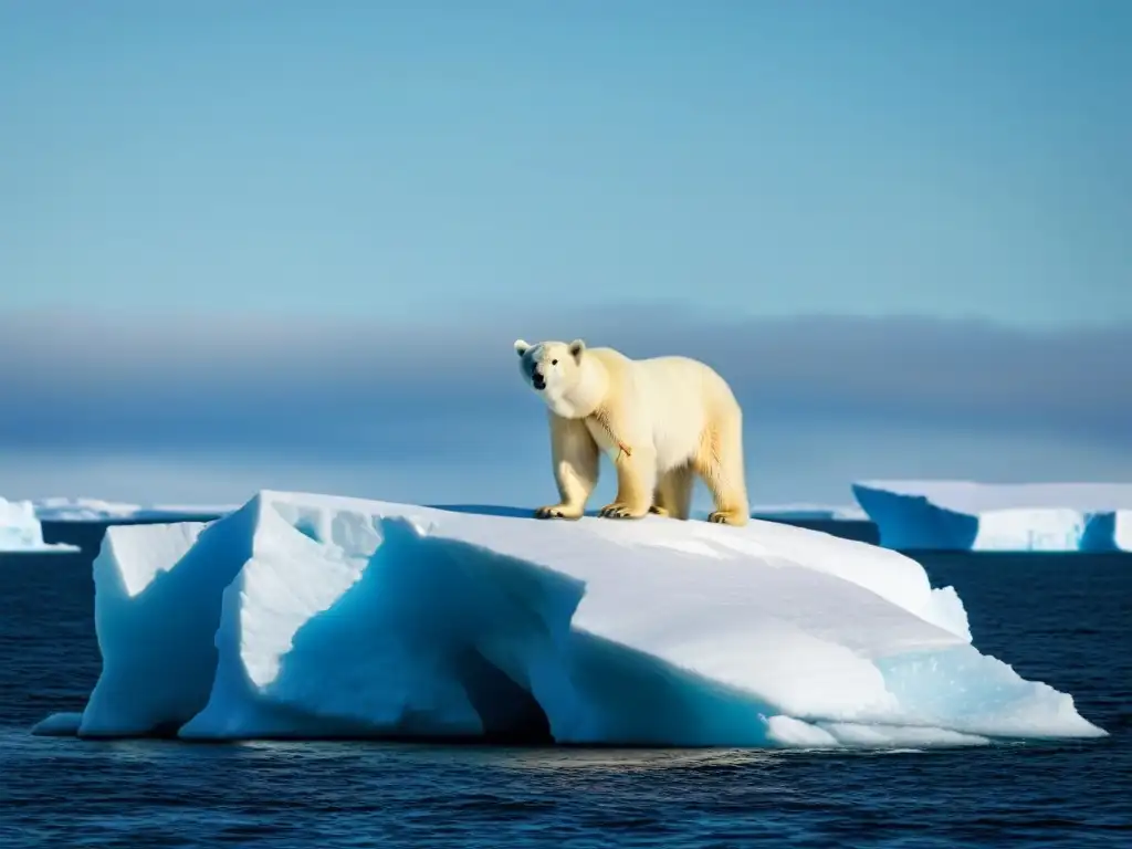 Un majestuoso oso polar sobre un iceberg en el Ártico