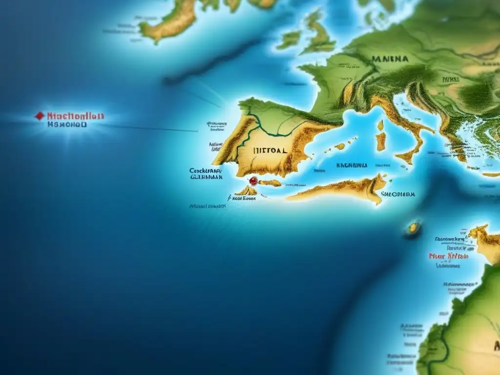 Mapa antiguo detallado de rutas de exploración marítima históricas con un esquema monocromático