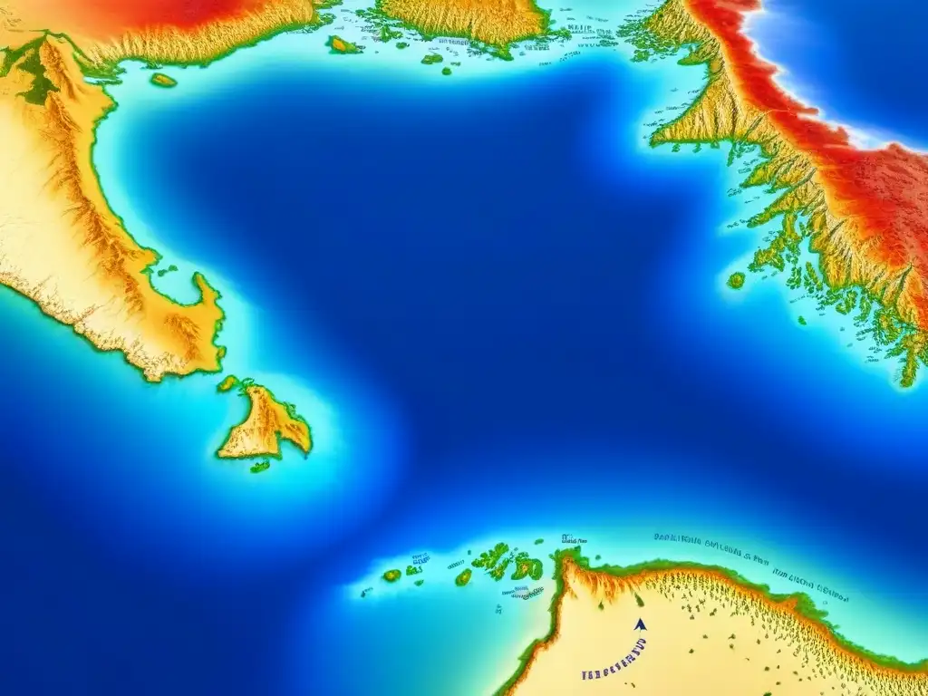 Mapa detallado del Mar Rojo: rutas comercio exploración en tonos azul y beige