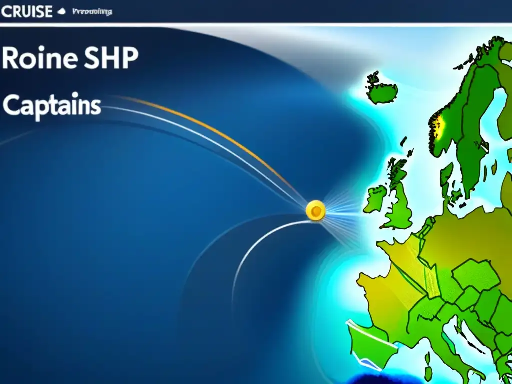 Un mapa digital minimalista muestra datos de navegación en tiempo real para cruceros con diseño elegante