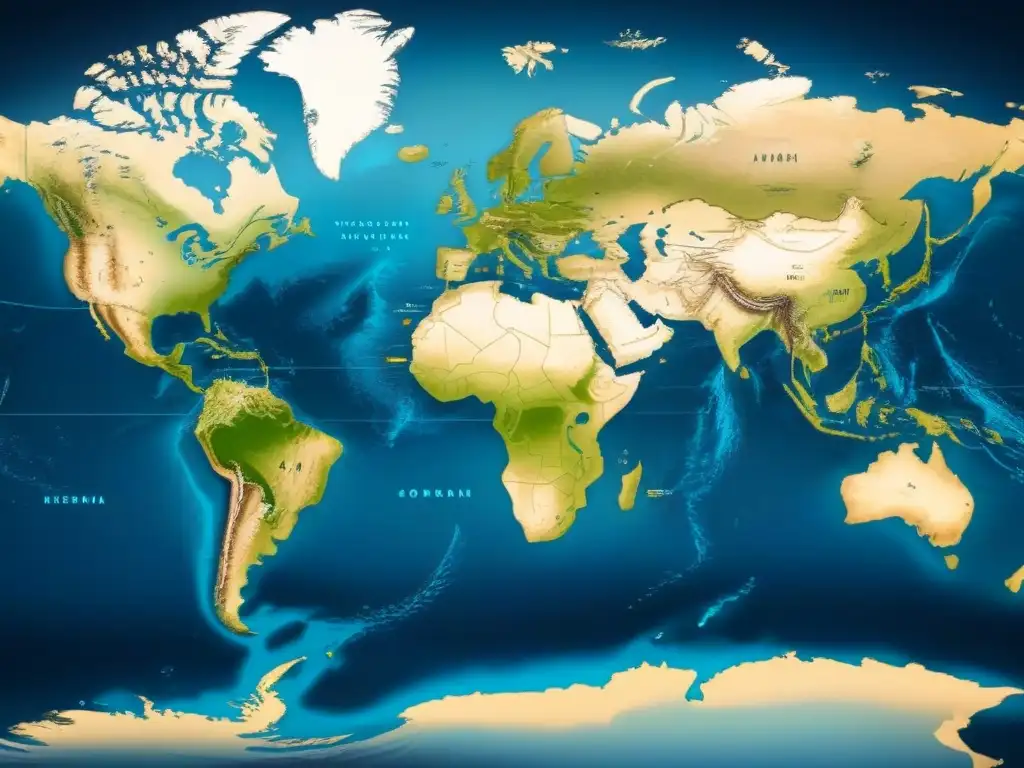 Un mapa del mundo detallado en tonos azules, destacando rutas marítimas que cambiaron el mundo