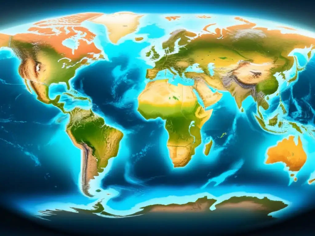 Mapa del mundo en alta resolución con rutas de cruceros resaltadas en colores vibrantes, ilustrando la Participación en impacto económico cruceros