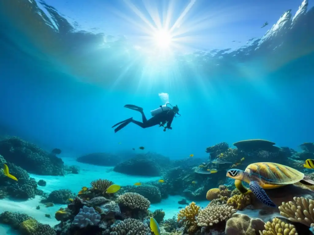 Maravilloso arrecife de coral lleno de vida marina colorida, apoyando la conservación arrecifes marinos cruceros