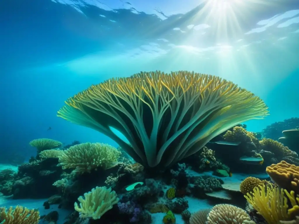 Maravilloso arrecife de coral con peces coloridos bajo el agua