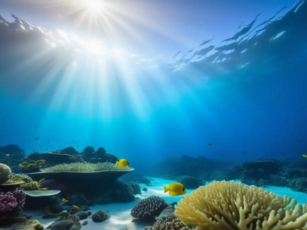 Maravilloso arrecife de coral y peces en Reservas de la Biosfera Marítima