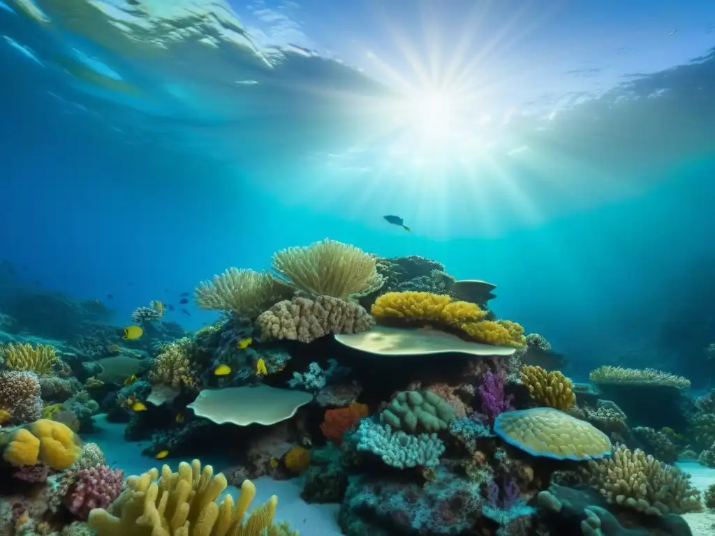 Maravilloso arrecife de coral vibrante y diverso bajo el agua