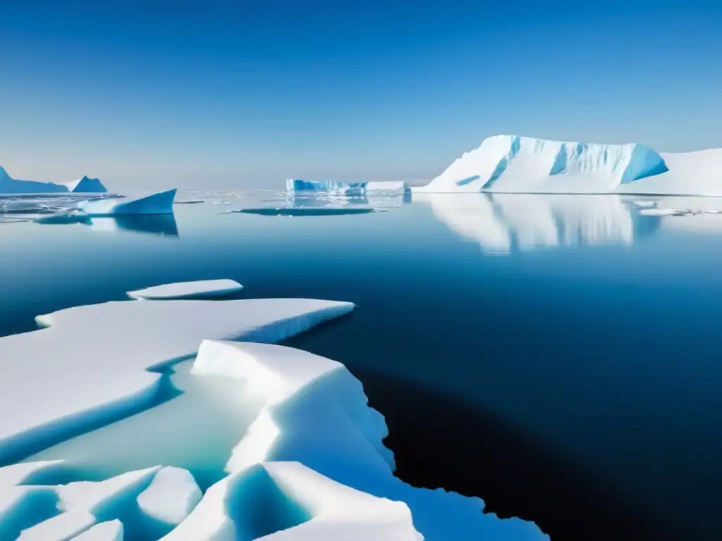 Maravilloso paisaje ártico con glaciares y mar apacible