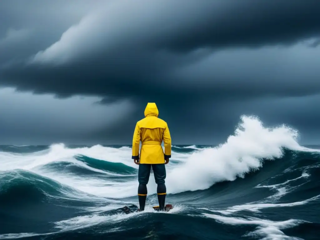 Un marinero navega en aguas turbulentas con determinación