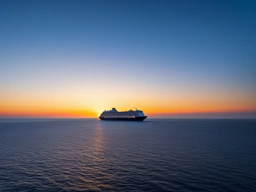 Disfruta de las mejores horas felices en cruceros con esta serena puesta de sol sobre el océano