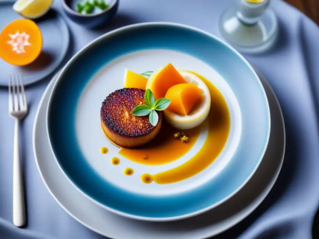 Una representación minimalista de exquisitos platillos autóctonos en cruceros, destacando colores vibrantes y presentaciones únicas