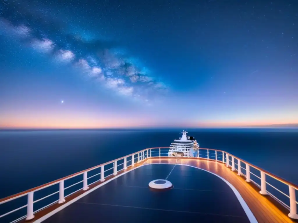 Una noche estrellada en un crucero, con la Vía Láctea brillando en el cielo